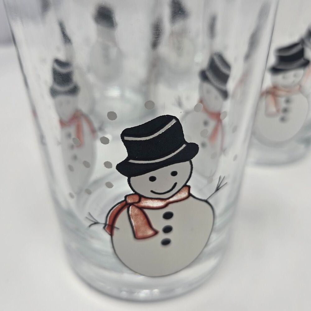 Pasabahce Vintage Christmas Snowman Holiday Lowball Glasses Set of 4 Turkey